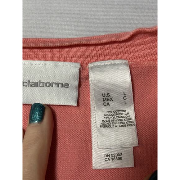 Liz Claiborne Women's L Pink Lightweight Sweater Blouse Spring Pastel Easter - Picture 3 of 6